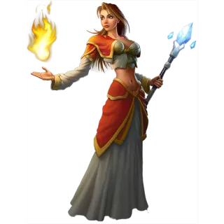 😐 mage, fantaisie, femme, magie, sorcière, bâton, feu telegram sticker