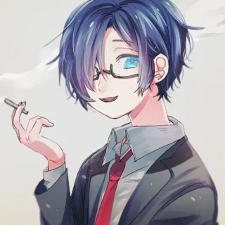 🚬 Anime, Chico, Gafas, Corbata, Personaje, Arte, Arte digital telegram sticker