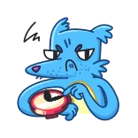 ⌛️ アニメ, 動物, 狼, イライラ, 時計, 待機, 青, イラスト telegram sticker