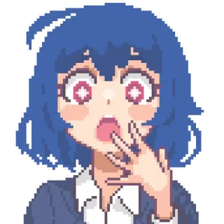 😳 Аниме, Пиксель арт, Девушка, Удивлена, В шоке telegram sticker