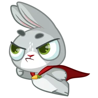 💪 漫画ウサギ, 怒り, ヒーロー, マント telegram sticker