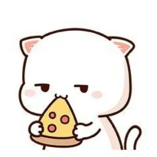 🐱 chat, pizza, mignon, dessin animé, nourriture, animal telegram sticker