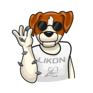 😎 LIKON dog, cartoon, anthropomorphic, sticker, sunglasses whatsapp sticker