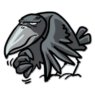 ☹️ птица, ворона, злой, мультфильм, идущий telegram sticker