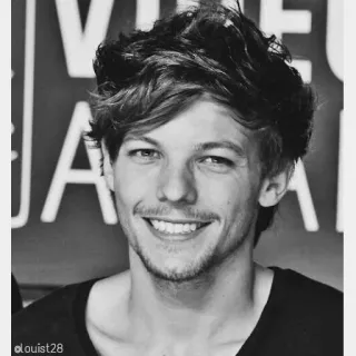 😁 Louis Tomlinson louist28 Louis Tomlinson, Celebridade, Cantor, Retrato, Preto e branco telegram sticker