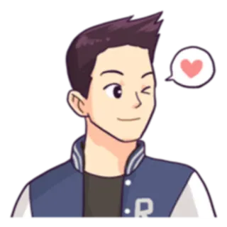 😉 cartoon, anime, heart, character, wink telegram sticker
