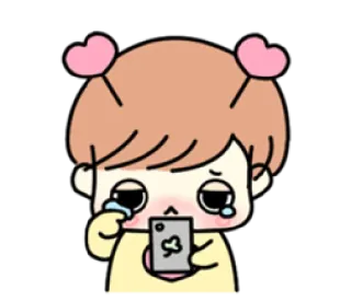 😥 Kartun, Lucu, Menangis, Sedih, Emoji, Telepon, Karakter telegram sticker