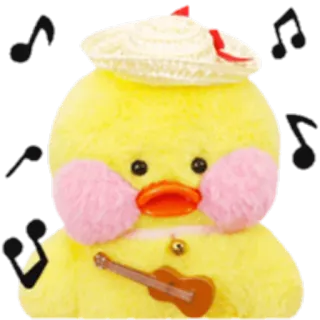 ☺️ canard, mignon, musique, jouet, peluche, ukulele telegram sticker