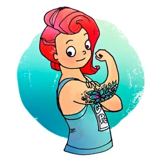 👍 PEACE мир, тату на руке, девушка, мультфильм whatsapp sticker