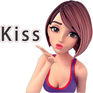💋 Kiss поцелуй, женщина, мультфильм, воздушный поцелуй, любовь telegram sticker