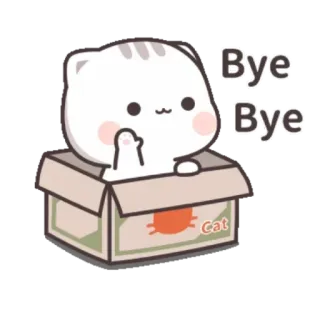 👋 Bye Bye 고양이, 상자, 귀여운, 안녕, 손 흔드는 telegram sticker