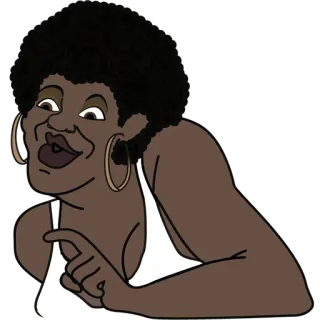 😏 Frau, Cartoon, Figur, Schwarze Frau, Creolen, Animation telegram sticker