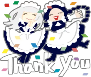 🙏 Thank You 谢谢, 女仆, 彩带, 动漫, 可爱, 卡哇伊 telegram sticker