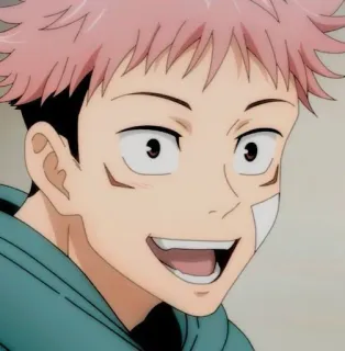 🕸 Yuji Itadori Jujutsu Kaisen anime, jujutsu kaisen, yuji itadori, pink hair, shonen telegram sticker