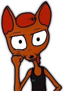 🙁 Cartoon, Tier, Fuchs, Figur, Denken telegram sticker