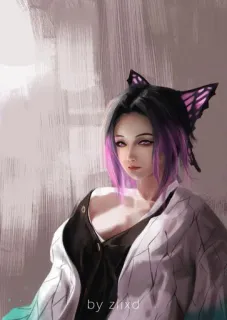 🖤 Shinobu Kocho Demon Slayer by zllxd Аниме, Клинок, рассекающий демонов, Шинобу Кочо, Портрет, Персонаж whatsapp sticker