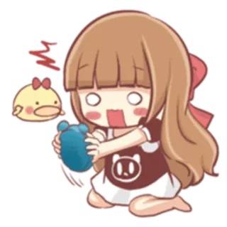 😱 Anime, Mädchen, Wecker, Cartoon, Süß, Chibi, Kawaii, Sticker telegram sticker