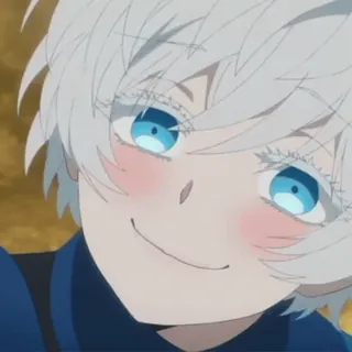 💙 Anime, Cabelo branco, Olhos azuis, Personagem de desenho animado telegram sticker