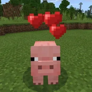 ❤ Minecraft มายคราฟ, หมู, หัวใจ, วิดีโอเกม, น่ารัก telegram sticker