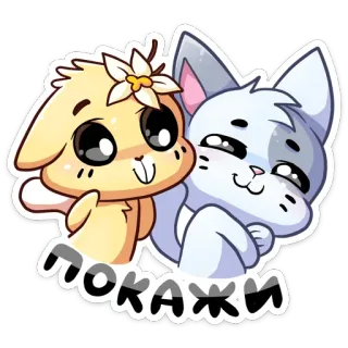 😮 ПОКАЖИ thỏ, mèo, động vật, dễ thương, nhãn dán, hoạt hình telegram sticker
