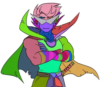 🙂 tęcza, anime, miecz, peleryna, postać fikcyjna, kreskówka, sztuka, kolorowy telegram sticker