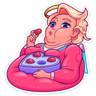 🎂 天使, チョコレート, ハート, バレンタイン, 愛, 甘い telegram sticker