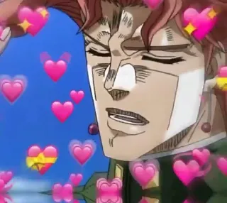 🥰 Kakyoin Noriaki JoJo's Bizarre Adventure Anime, Serca, Miłość, Kawaii, Fanart, Kakyoin, JoJo's Bizarre Adventure telegram sticker