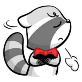 ☹️ енот, средний палец, грубый, мультфильм, жест, галстук-бабочка telegram sticker