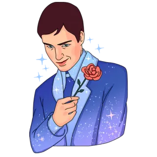 🌺 hombre, flor, rosa, traje, novio, romántico telegram sticker