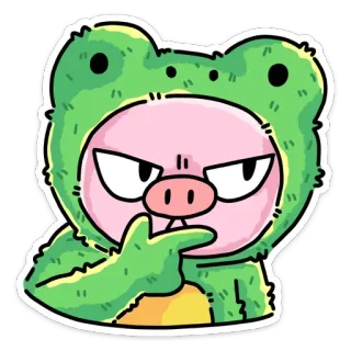 😒 frog, pig, animal, cute, cartoon, costume telegram sticker
