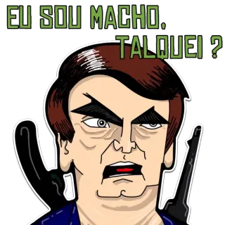 💪 EU SOU MACHO... TALQUEI ? 정치, 남자, 총, 만화, 폭력 telegram sticker