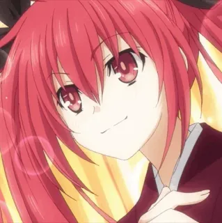 🔥 Kotori Itsuka Date A Live anime, red hair, twintails, smile, cute telegram sticker