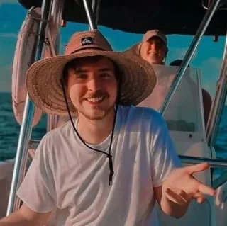 🌟 MrBeast youtuber, mrbeast, smile, boat, hat telegram sticker