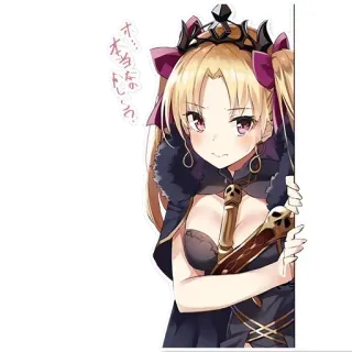 👀 本当なの? anime, girl, crown, blonde hair, sword, smug whatsapp sticker
