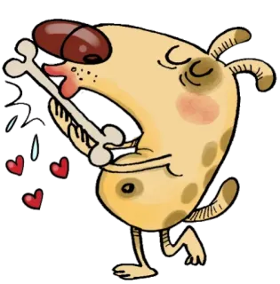 😘 cane, osso, cartone animato, animale, carino, cuori whatsapp sticker