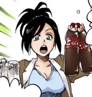 🍺 kobieta, cola, butelki, anime, manga telegram sticker