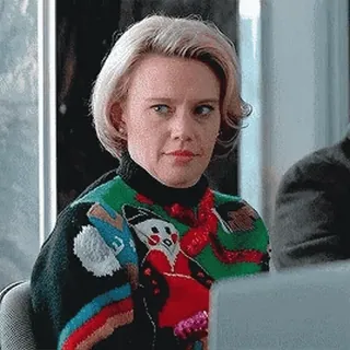 😉 sweater, christmas, woman, blonde, office telegram sticker