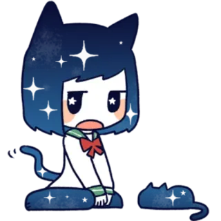😒 Аниме, Нэкомими, Манга, Милый, Кавай, Синий telegram sticker