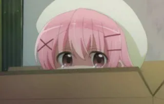 👀 Anime, Lindo, Chica, Pelo rosa, Caja telegram sticker