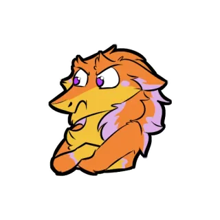 😠 furry, dragon, cartoon, sticker, angry, orange, anthropomorphic telegram sticker