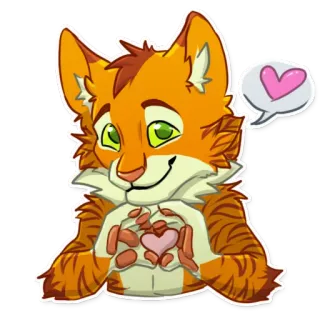 ❤️ Furry, Animal, Mignon, Coeur, Amour, Orange, Cartoon, Sticker whatsapp sticker