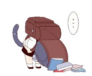 📚 cat, backpack, books, anime, school, cute, chibi telegram sticker