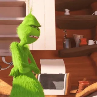 🤪 Grinch กริ๊นช์, การ์ตูน, ตัวละคร, โกรธ, คริสต์มาส whatsapp sticker
