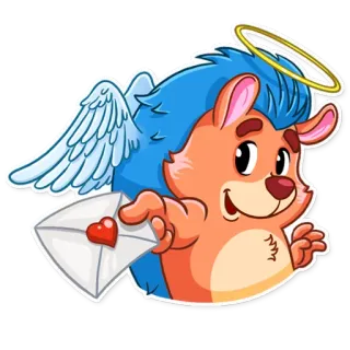 😇 riccio, angelo, lettera d'amore, carino, cartone animato, posta, cuore, ali telegram sticker