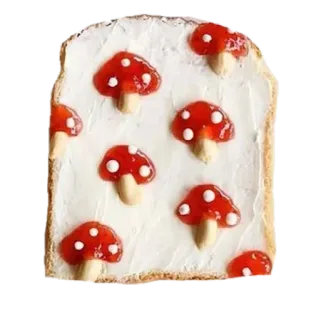 🤩 toast, mushroom, jam, food, breakfast, cute, red, white telegram sticker