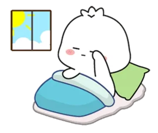 🌟 Мультфильм, Сон, Уставший, Милый, Окно, Солнце, Облака telegram sticker
