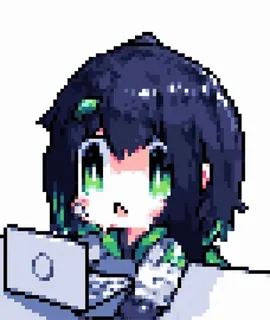 🧁 Chibi, Pixel art, Anime, Słodkie, Komputer, Dziewczyna anime telegram sticker