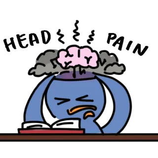 🤯 Dessin animé, Stress, Maux de tête, Livre, Lecture, Cerveau, Épuisement, Frustration telegram sticker