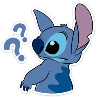 🤨 Stitch Стич, Дисней, Лило и Стич, мультфильм, вопросительные знаки, смущенный whatsapp sticker