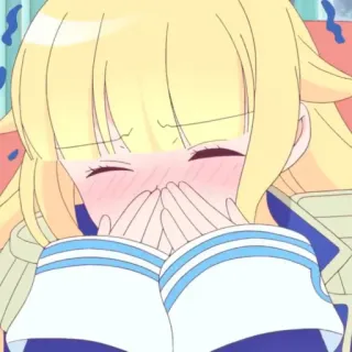 ☁️ Anime, Dibujo animado, Chica, Pelo rubio, Linda, Sonrojada whatsapp sticker